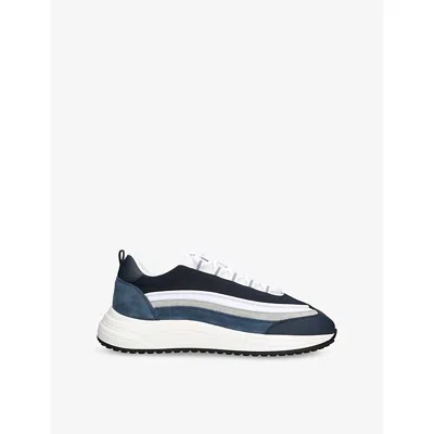 Arne Mens White/navy Technical Wave Runner Leather Suede And Mesh Trainers Eur 42 / 8 Uk In Multi