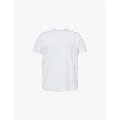 Arne Mens White Jacquard Striped Cotton Blend T-shirt