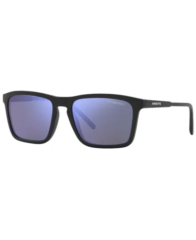Arnette Men's Polarized Sunglasses, An4283 56 In Matte Black,polar Dk Grey Mirror Water