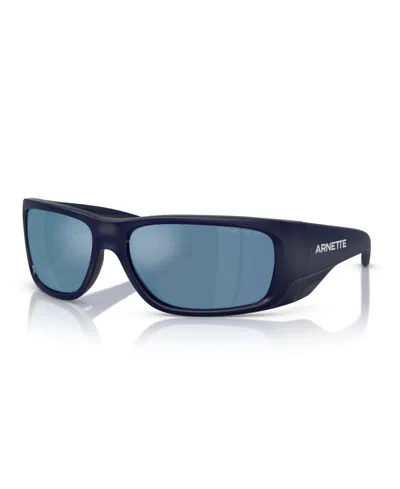 Arnette Men's Polarized Sunglasses, Flipside An4345 In Dark Blue Matte Top,shiny
