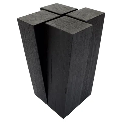 Pre-owned Arno Declercq Belgian Oak Wood Shou Sugi Ban Four Legs Side Table Or Stool In Brown