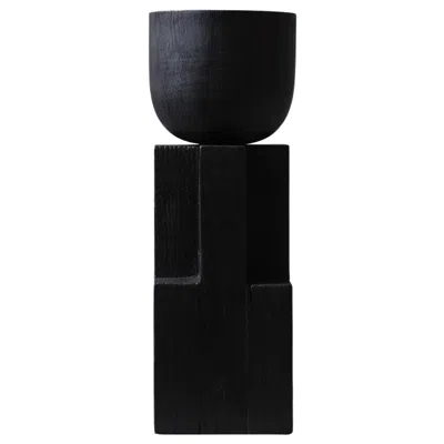 Pre-owned Arno Declercq Black Iroko Wood Goblet Bowl, Signed