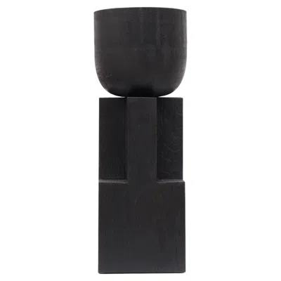 Pre-owned Arno Declercq Contemporary Black Bowl In Iroko Wood, Goblet Bowl By