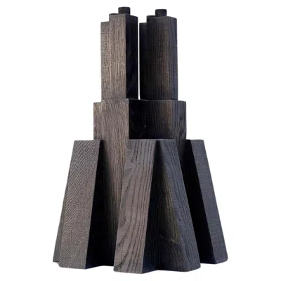 Pre-owned Arno Declercq Contemporary Black Candle Holder In Oak, Bunker 2.0 By