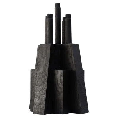 Pre-owned Arno Declercq Contemporary Black Candle Holder In Oak, Bunker By