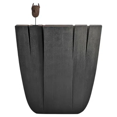 Pre-owned Arno Declercq Contemporary Black Console In Iroko Wood, Hallway Table By