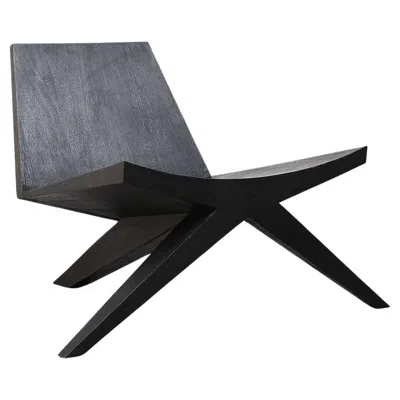 Pre-owned Arno Declercq Contemporary Black Lounge Chair In Iroko Wood V Easy Men By