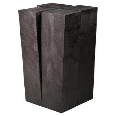 Pre-owned Arno Declercq Contemporary Black Stool In Iroko Wood, Four Legs By