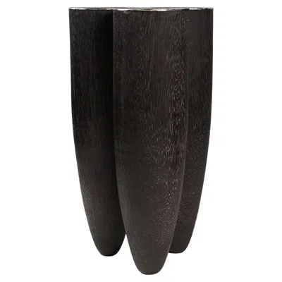 Pre-owned Arno Declercq Contemporary Black Stool In Iroko Wood, Senufo By