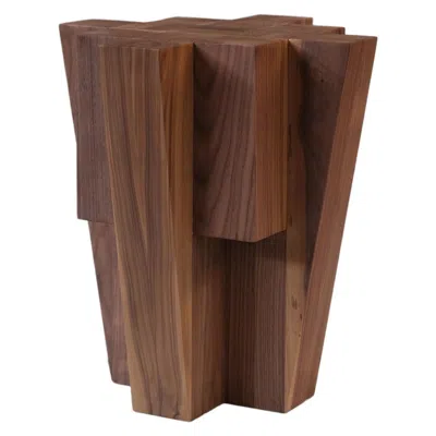 Pre-owned Arno Declercq Contemporary Bunker Side Table In Natural Brown Walnut By