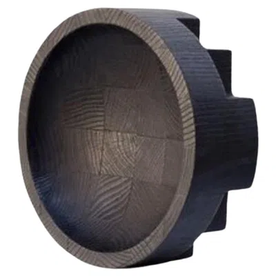 Pre-owned Arno Declercq Contemporary Burnt And Wazed Oak Large Black Disk Tray By