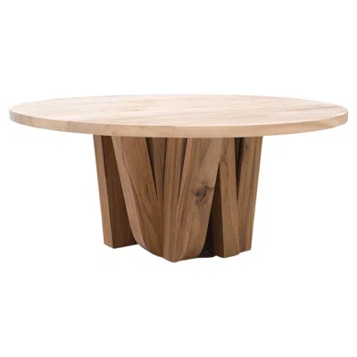 Pre-owned Arno Declercq Contemporary Round Dining Table In African Walnut - Zoumey By  In Brown