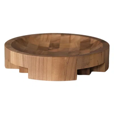Pre-owned Arno Declercq Contemporary Round Disk Tray Natural Brown Walnut Large By