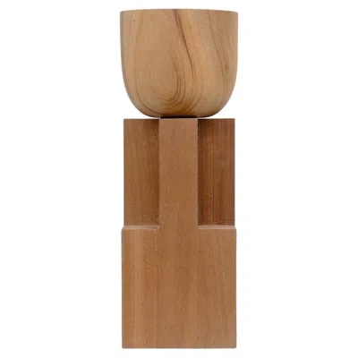 Pre-owned Arno Declercq Contemporary Vase In Walnut, Goblet Vase By  In Brown