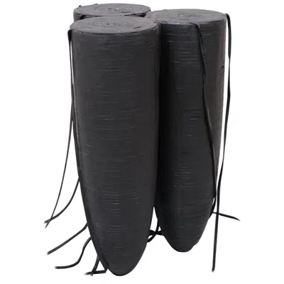 Pre-owned Arno Declercq Three Bullet Shaped Stool In Burnt Iroko Wood And Black Leather By