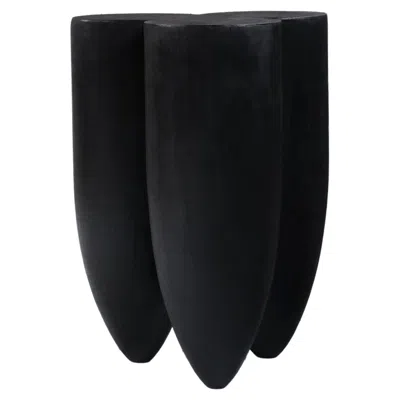 Pre-owned Arno Declercq Three Bullet Shaped Xl Stool In Burnt Iroko Wood And Steel By  In Brown