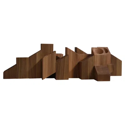 Pre-owned Arno Declercq Tiered Structure Black Skyline Candle Light In African Walnut By
