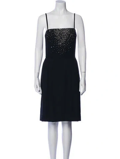 Pre-owned Arnold Scaasi Square Neckline Mini Dress In Black