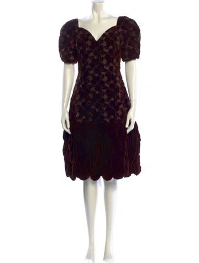 Pre-owned Arnold Scaasi Vintage Knee-length Dress In Brown