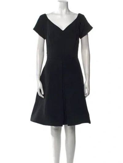 Pre-owned Arnold Scaasi V-neck Knee-length Dress In Black