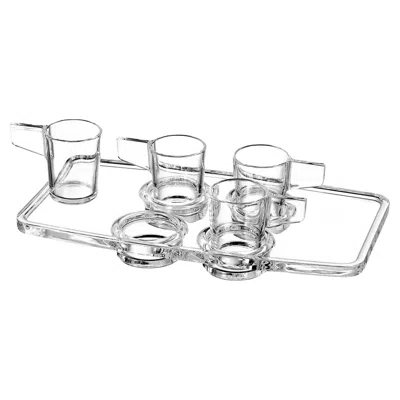 Pre-owned Arnolfo Di Cambio Cuadriga Coffee Set Tray And 4 Espresso Cups By Alfredo Haberli In Gray