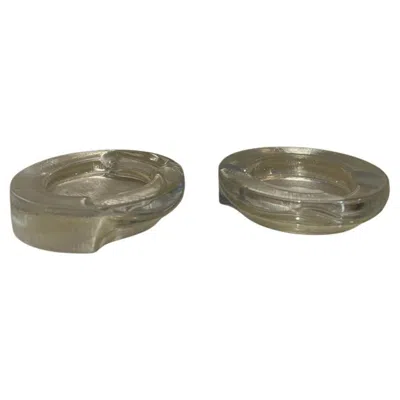 Pre-owned Arnolfo Di Cambio Pair Of Glass Ashtrays Of Murano Signed  In Gray