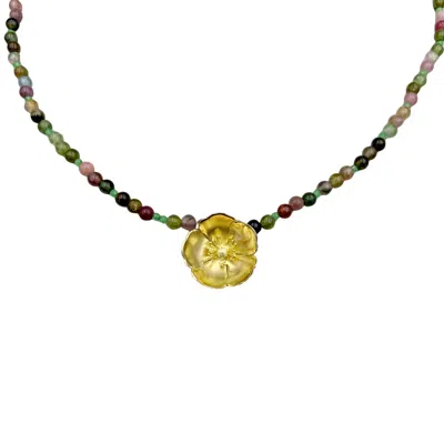 Arntz Women's Gold Buttercup Tourmaline Necklace In Multi