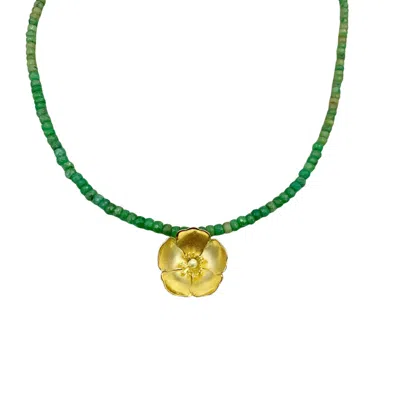 Arntz Women's Gold / Green Buttercup Emerald Necklace