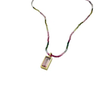 Arntz Women's Gold / Pink / Purple Pink Tourmaline Necklace