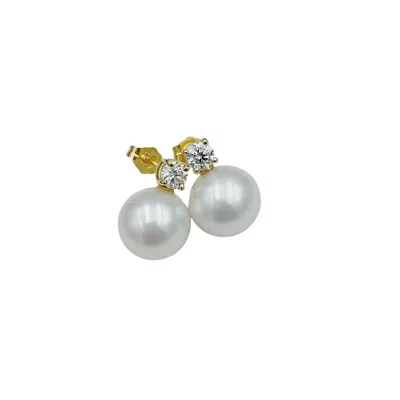 Arntz Women's White Diamond Pearl Earrings