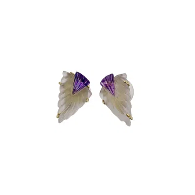 Arntz Women's White / Pink / Purple Amethyst And Rock Crystal Earrings