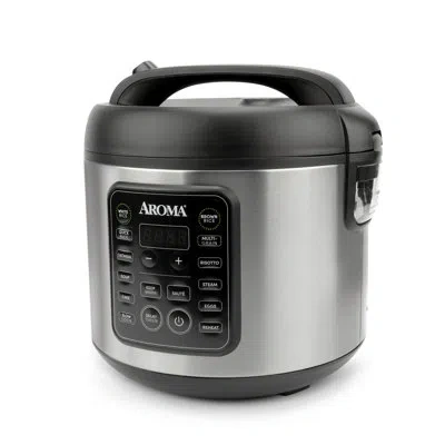 Aroma 10-cup (uncooked) / 20-cup (cooked), 5qt, Digital Rice & Grain Multicooker & Slow Cooker In Black