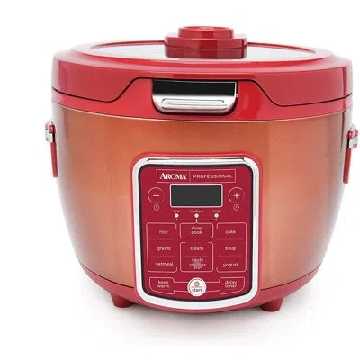 Aroma 10-cup (uncooked) / 20-cup (cooked) Glass Lid Digital Rice Cooker In Red
