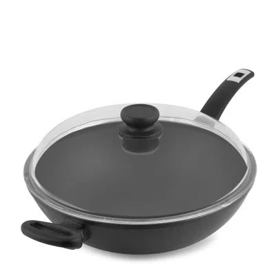 Aroma 12.5-inch Ultimate Wok 5qt. Nonstick Cast Aluminum Cookware, Thermal Base For Consistent Heating In Black