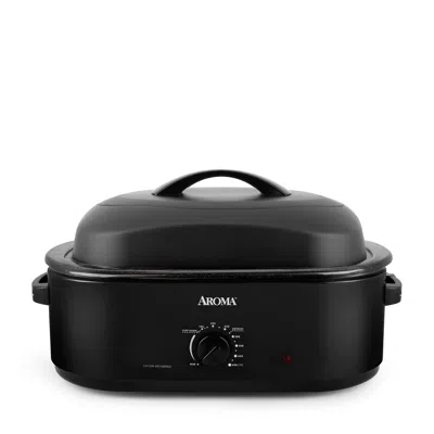 Aroma 18qt. Electric Roaster Oven With High Dome Lid, 8x Bonded Granite Enamel, Black Refurbished