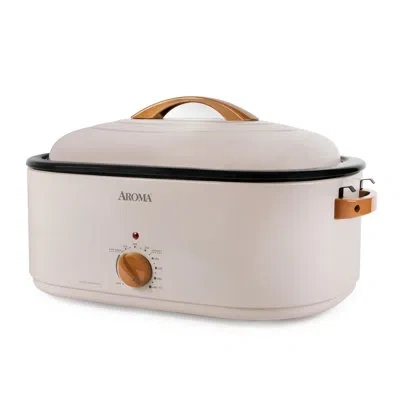 Aroma ® 22qt. Roaster Oven With Self-basting Lid, Fits 26-lb. Turkey, Adjustable Temperature Settings, Kee In Cream