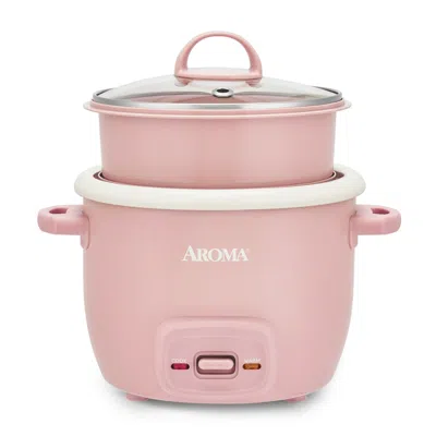 Aroma 4-cup Rice Cooker & Food Steamer With Bonded Granite Nonstick Ceramic & Pop-up Steam Tray Refu In Pink