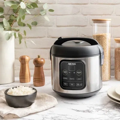 Aroma 4-cup (uncooked) / 8-cup (cooked), 2qt. Digital Rice & Grain Multicooker, Slow Cooker, Automatic Kee In Black