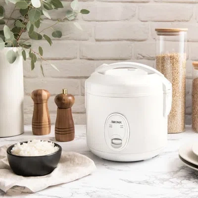 Aroma 4-cup (uncooked) / 8-cup (cooked) Cool Touch Rice Cooker, One-touch Operation, Auto Keep Warm, 2 Qt, In White