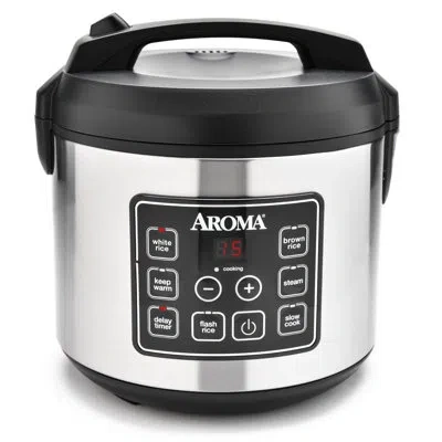 Aroma 5 Qt. Cool Touch Digital Slow Cooker, Food Steamer And Rice Cooker In Stainless Steel