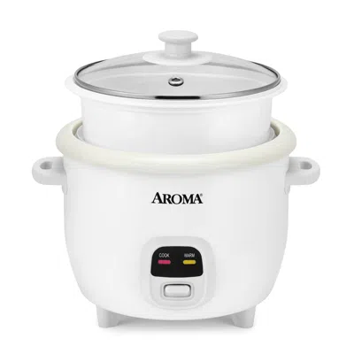 Aroma 6-cup Rice Cooker & Food Steamer With Bonded Granite Nonstick Ceramic & Pop-up Steam Tray - Wh In White
