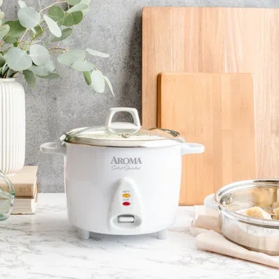 Aroma 7-cup (uncooked) / 14-cup (cooked), 3qt. Rice & Grain Cooker, Stainless Steel Inner Pot, Steam Tray  In White