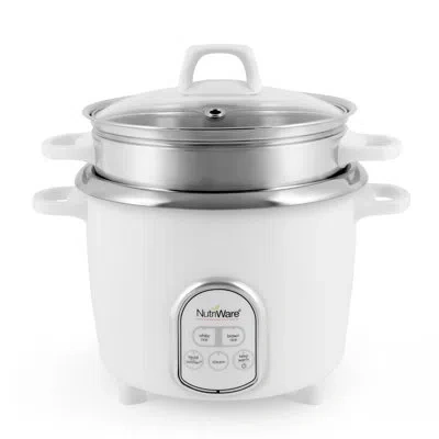 Aroma 7-cup (uncooked) / 14-cup (cooked) Pot Style Nutriware Digital Rice Cooker, Surgical Grade Stainless In White