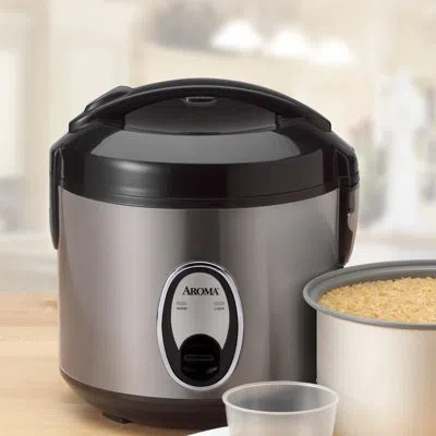 Aroma 8 Cup Cool Touch Rice Cooker In Stainless Steel