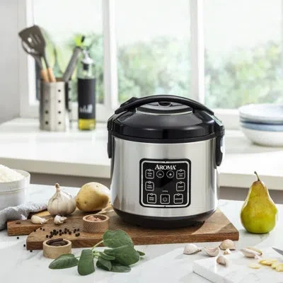Aroma 8-cup (cooked) / 2qt. Digital Rice & Grain Multicooker  (arc-5104sb) In Silver;black