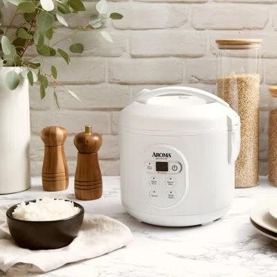 Aroma Digital Rice Cooker, 4-cup (uncooked) / 8-cup (cooked), Steamer, Grain Cooker, 2 Qt, Arc-914d In White