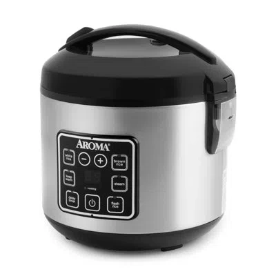Aroma ® Digital Rice Cooker, 4-cup (uncooked) / 8-cup (cooked), Steamer, Multicooker, 2 Qt, Stainless Stee In Silver
