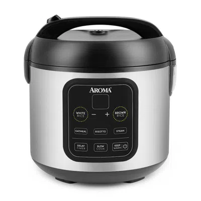 Aroma Housewares Arc-994sb Rice & Grain Cooker Slow Cook, Steam, Oatmeal, Risotto, 8-cup Cooked/4-cup Unco In Black