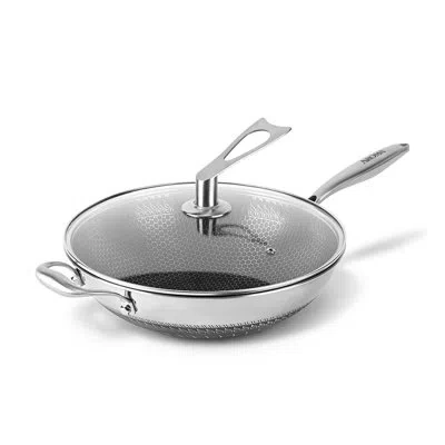 Aroma Housewares Non-stick Stainless Steel Wok In Black
