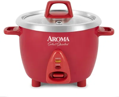 Aroma Housewares Select Stainless Rice Cooker & Warmer With Uncoated Inner Pot Refurbished In Red